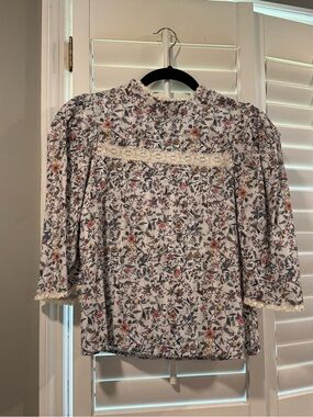 Stellah size S Floral Lace-Trim Women’s Blouse